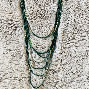 Green layered, beaded necklace